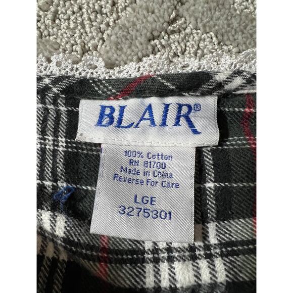 Blair Sleepshirt Nightgown Womens Large Flannel Plaid Cotton Grannycore Grandma - Picture 8 of 8